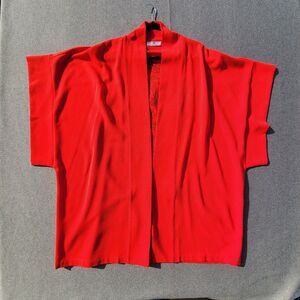 Natori XL Red Black Faux Leather Dragon Kimono Duster  No Belt 937